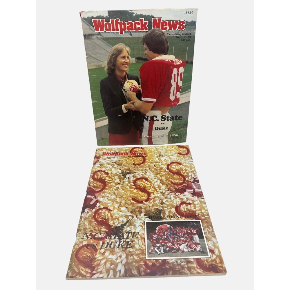 Pair Vintage 1980s N.C. State Vs Duke Wolfpack News Football Programs Homecoming